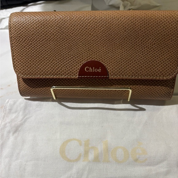 Chloé Brown lizard embossed Leather Continental Wallet w/ Dust Bag Auth - Picture 9 of 9